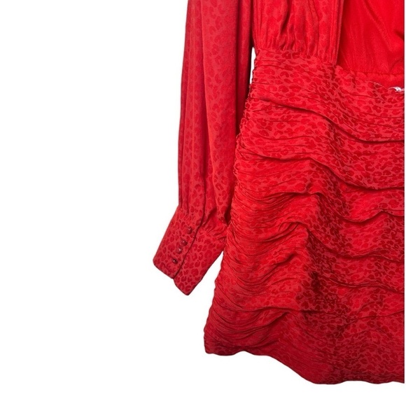 Free People Let’s Dance Red Jacquard Mini Dress Sz 8 NWT - Picture 9 of 15